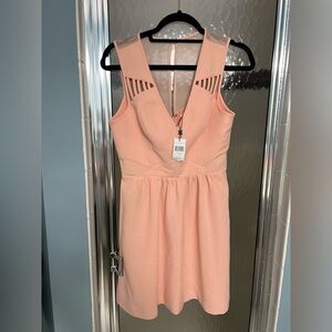 NWT BCBG fit and flare a line dress in peach dress